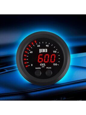 Digital Oil Pressure Gauge Kit 2-1/16" 150 PSI - Red Display for Auto, Marine